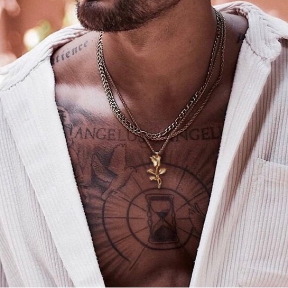 Other - Rose Pendant Necklace, Stainless Steel Rose Flower Pendant, Mens Jewelry